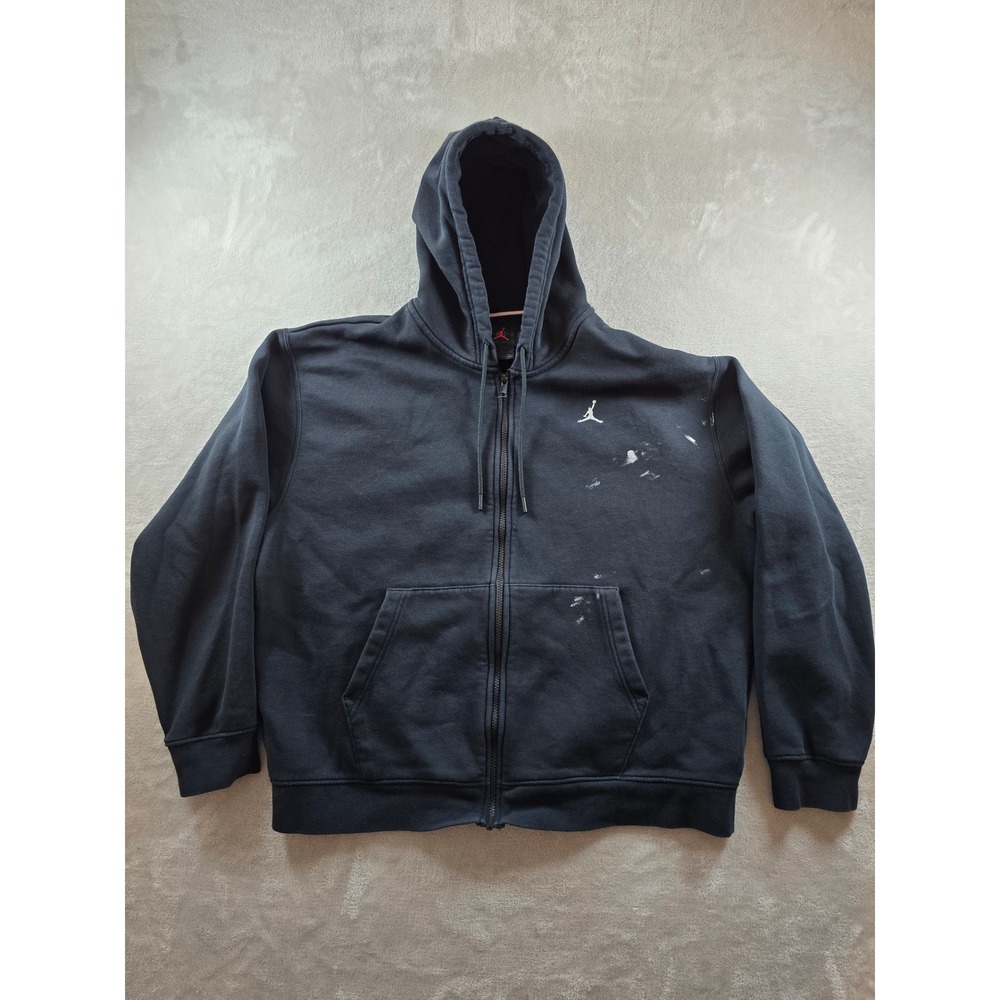 Jordan Air Hoodie‎ Sweatshirt Mens XL Black Full Zip Fleece Nike FJ7771 *Read